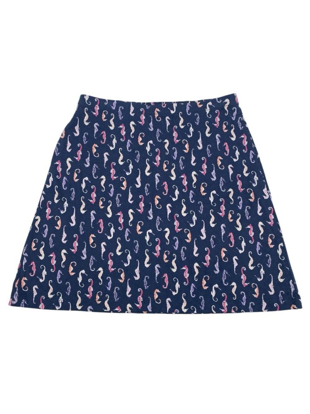 J Jill Size Small Petite Navy Colorful Seahorse Print Elastic Waist Pockets